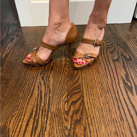 Christian Louboutin Tan Leather Heels with Buckle Detail - Picture 8 of 9